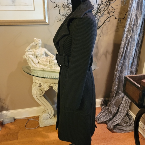 Bebe Knee Length Black Wool Pea Coat, in Size Extra Small.  H04 - Picture 8 of 16